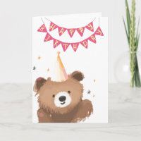 Tarjeta de cumpleaños con osos de acuarela lindos