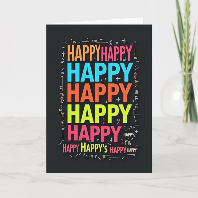 Tarjeta de cumpleaños con palabras de neón (Anverso)