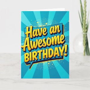 Tarjeta de cumpleaños con pancarta azul festiva