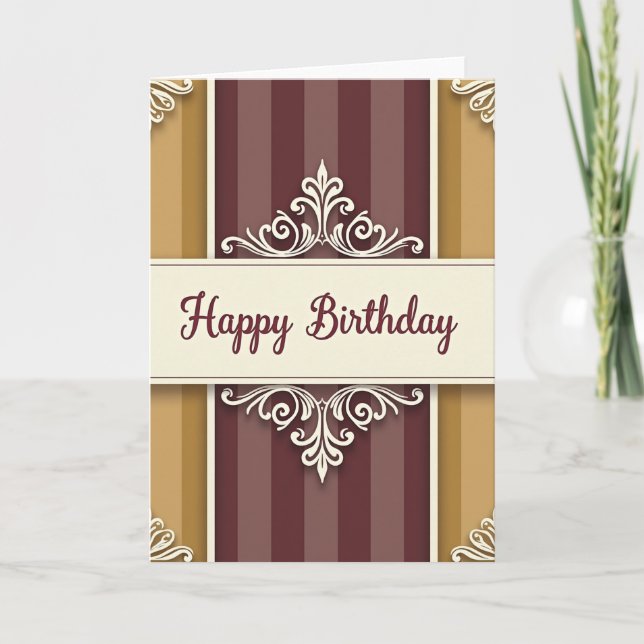 Tarjeta de cumpleaños con pancarta ornamentada (Anverso)