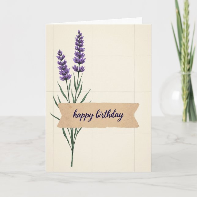 Tarjeta de cumpleaños con pancarta rústica (Anverso)