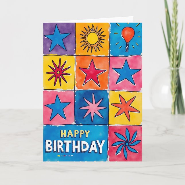 Tarjeta de cumpleaños con panel festivo (Anverso)