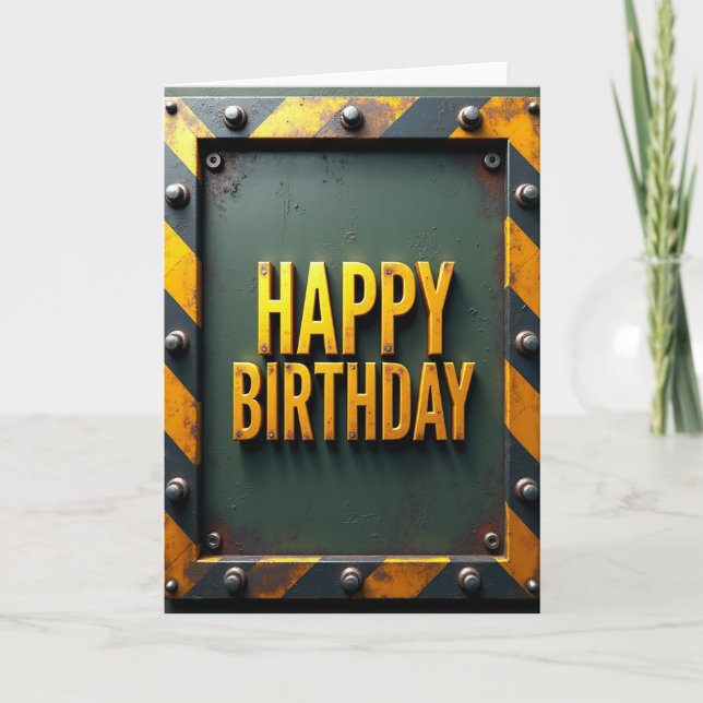Tarjeta de cumpleaños con panel industrial (Anverso)