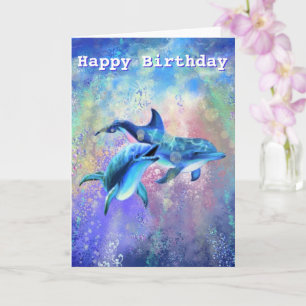 Tarjeta de cumpleaños con pareja delfín - Personal