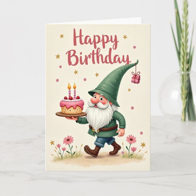 Tarjeta de cumpleaños con pastel alegre (Anverso)