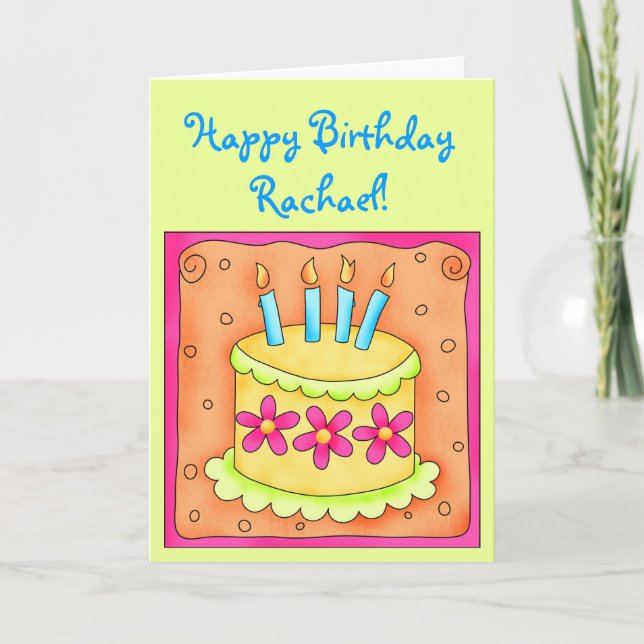 Tarjeta de cumpleaños con pastel amarillo (Anverso)