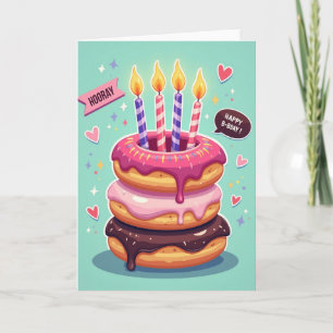 Tarjeta de cumpleaños con pastel caprichoso