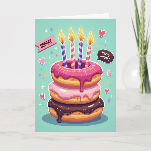 Tarjeta de cumpleaños con pastel caprichoso (Anverso)
