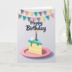 Tarjeta de cumpleaños con pastel de cumpleaños