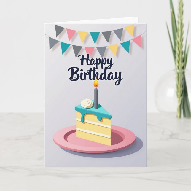 Tarjeta de cumpleaños con pastel de cumpleaños (Anverso)