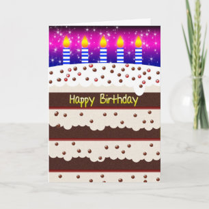 Tarjeta de cumpleaños con pastel de cumpleaños de