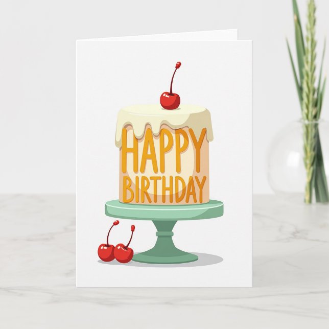 Tarjeta de Cumpleaños con Pastel de Drip Dulce (Anverso)