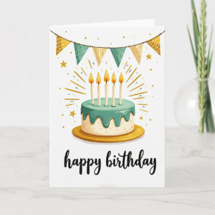 Tarjeta de cumpleaños con pastel de goteo azul ver
