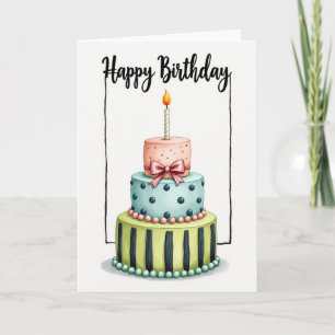 Tarjeta de cumpleaños con pastel enmarcado