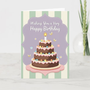 Tarjeta de cumpleaños con pastel floral