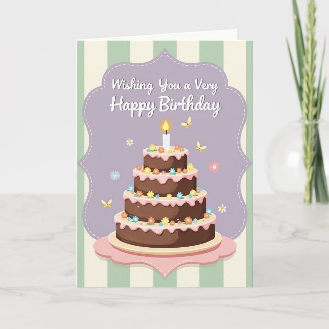 Tarjeta de cumpleaños con pastel floral (Anverso)