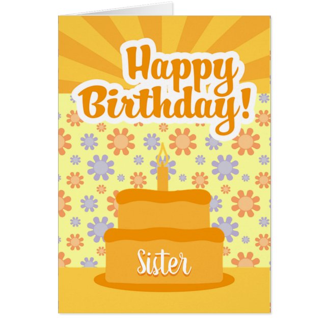 Tarjeta De Cumpleaños Con Pastel Y Flores Para Her (Frente)