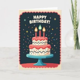 Tarjeta de cumpleaños con pastel y sprinkles