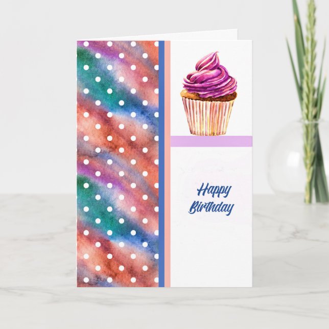 Tarjeta de cumpleaños con pastelito (Anverso)