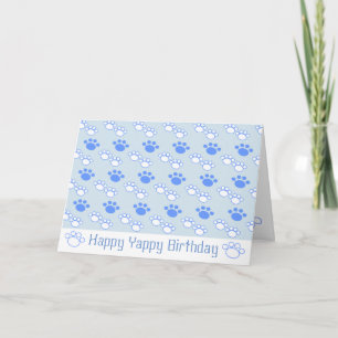 Tarjeta de cumpleaños con pata azul claro y blanco