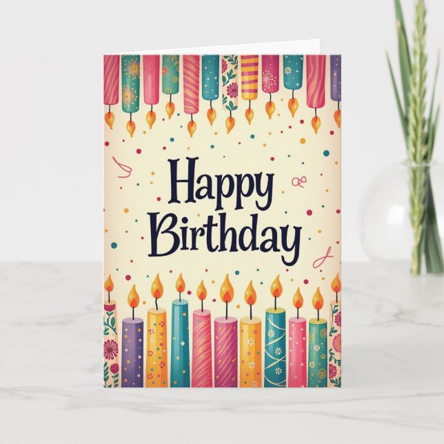 Tarjeta de cumpleaños con patrón alegre (Anverso)