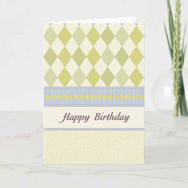 Tarjeta de cumpleaños con patrón Argyle (Anverso)