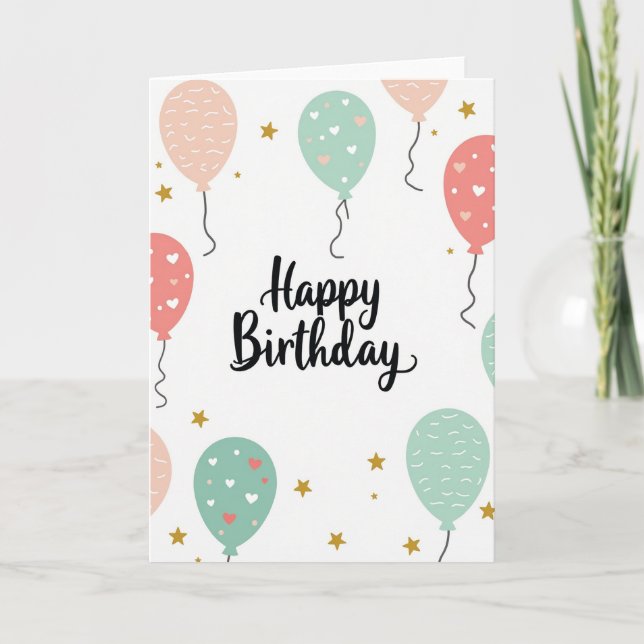 Tarjeta de cumpleaños con patrón de corazón (Anverso)