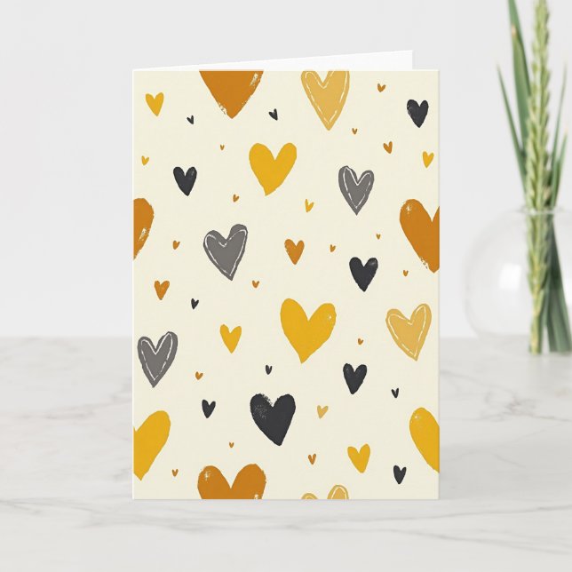 Tarjeta de cumpleaños con patrón de corazón dulce (Anverso)