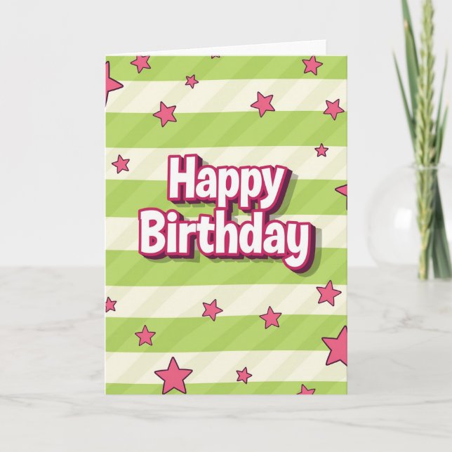 Tarjeta de cumpleaños con patrón de fucsia (Anverso)