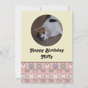 Tarjeta de cumpleaños con patrón de gato adorable