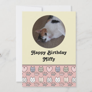 Tarjeta de cumpleaños con patrón de gato adorable