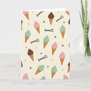 Tarjeta de cumpleaños con patrón de helado