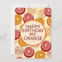 Tarjeta de cumpleaños con patrón de naranjas