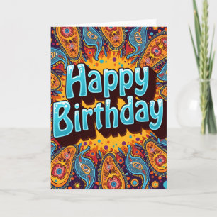Tarjeta de cumpleaños con patrón de Paisley
