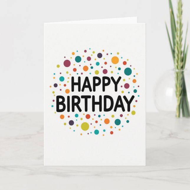 Tarjeta de cumpleaños con patrón de puntos alegres (Anverso)