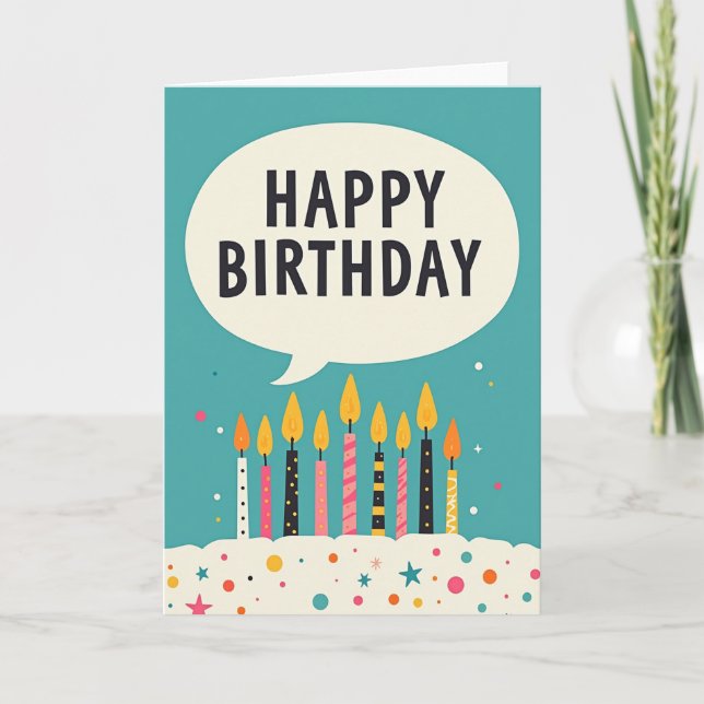 Tarjeta de cumpleaños con patrón de velas (Anverso)