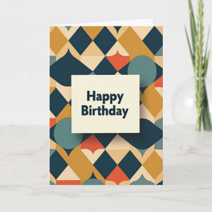 Tarjeta de cumpleaños con patrón retro