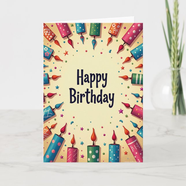 Tarjeta de cumpleaños con patrón vibrante (Anverso)