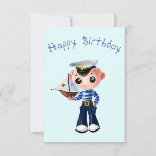 Tarjeta de cumpleaños con pequeño marinero