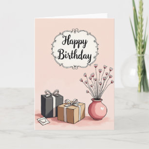 Tarjeta de cumpleaños con pergamino alegre