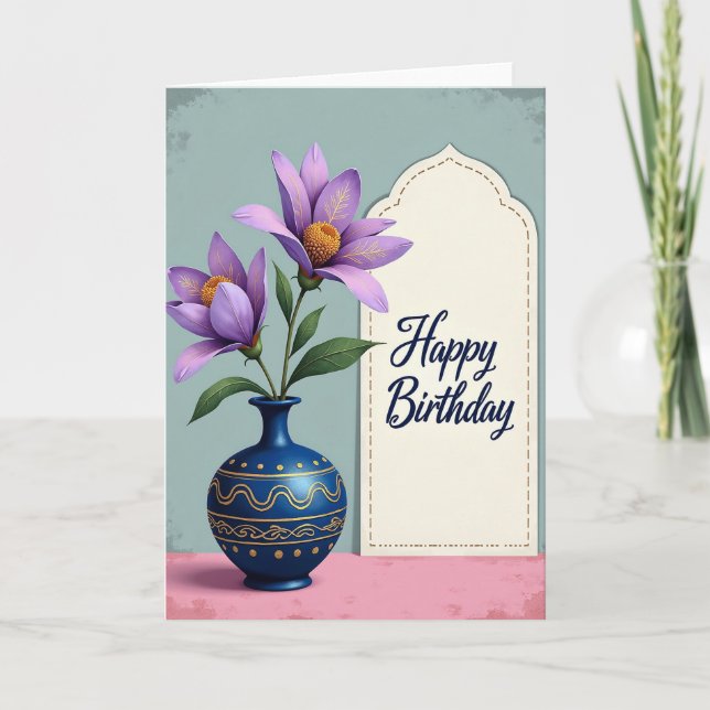 Tarjeta de cumpleaños con pergamino dorado (Anverso)