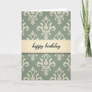 Tarjeta de cumpleaños con pergamino ornamentado
