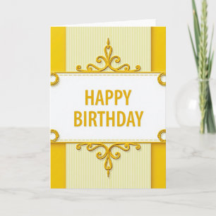 Tarjeta de cumpleaños con pergaminos ornamentados