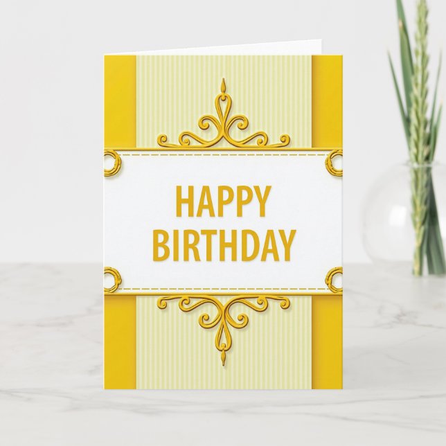 Tarjeta de cumpleaños con pergaminos ornamentados (Anverso)