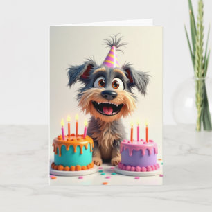 Tarjeta de Cumpleaños con Perro Alegre y Sombrero