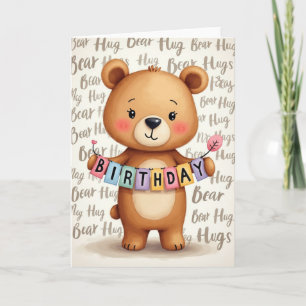 Tarjeta de cumpleaños con personaje de peluche