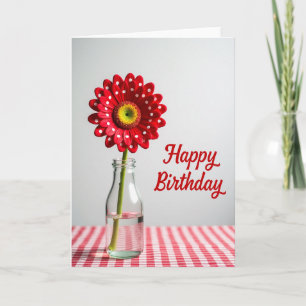 Tarjeta de cumpleaños con pétalos de lunares