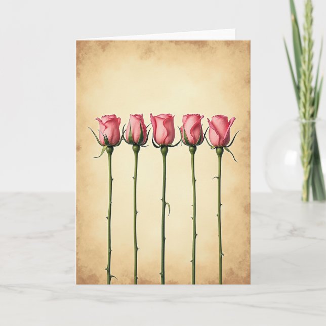Tarjeta de cumpleaños con pétalos de rosa (Anverso)