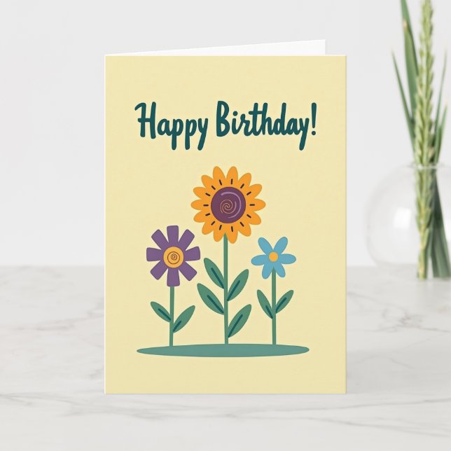 Tarjeta de cumpleaños con pétalos naranjas (Anverso)