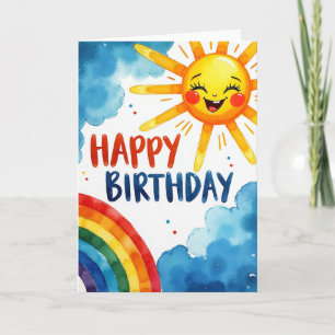 Tarjeta de cumpleaños con pincelada pintada